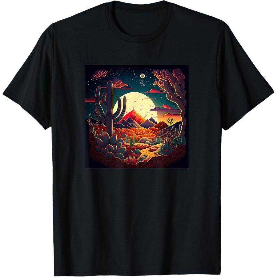 

Trippy Desert Landscape Psychedelic Scene Cactus Mountains T-Shirt(5) S
