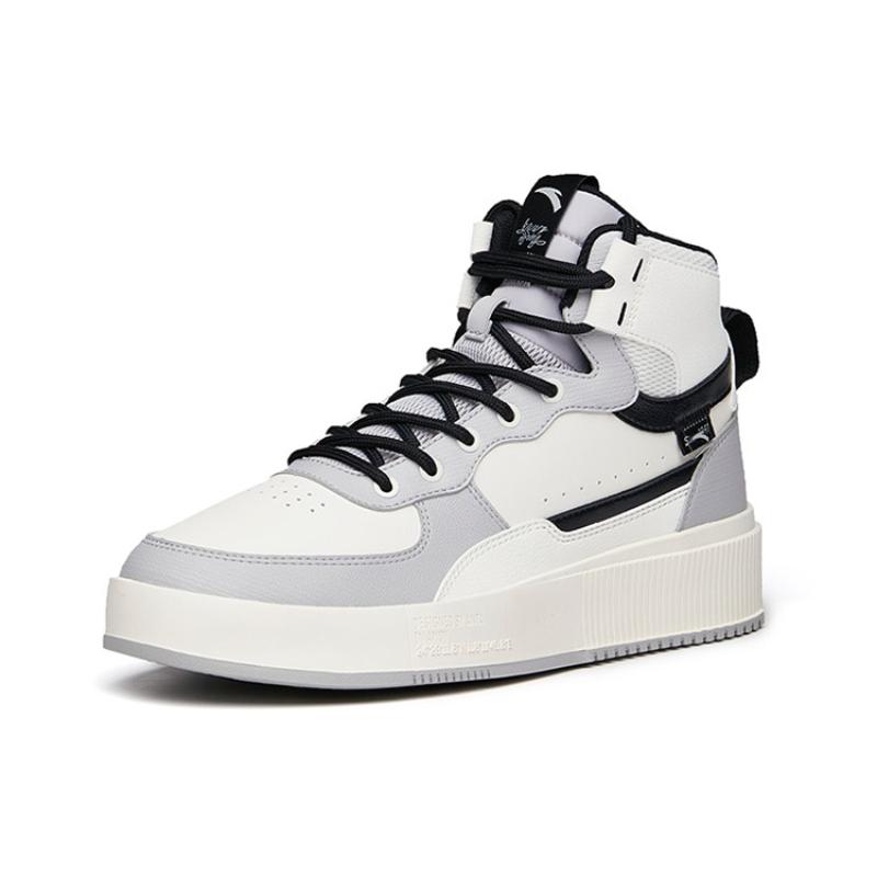 Anta Anti Slip Wear Resistant High Top Skateboard Shoes Men's White Gray Sneakers 912238011-2