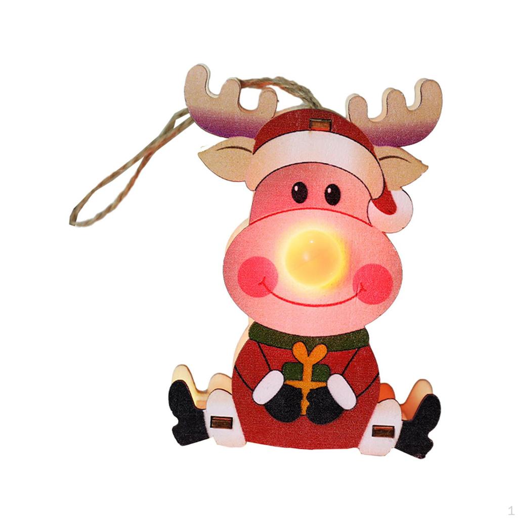 Glowing Christmas Hanging Ornament Tree Decoration Crafts Decorative Wood Decor