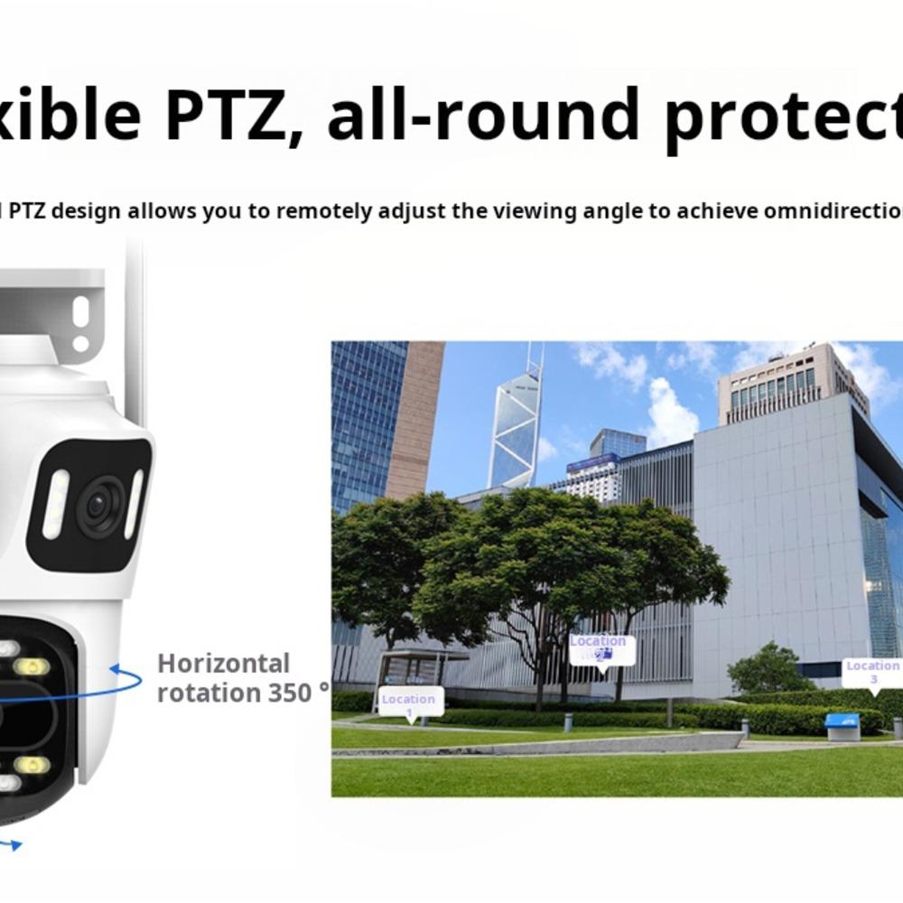 Outdoor 12MP Cameras Wifi IP Three Lens PTZ Auto Tracking Security Protection Smart CCTV Video Icsee Surveillance