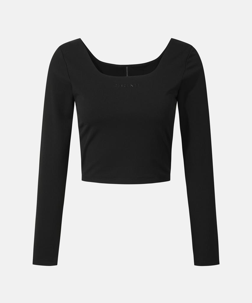 DESCENTE Women'S Square Neck Long Sleeve T-Shirt Black Sr122Ptl12