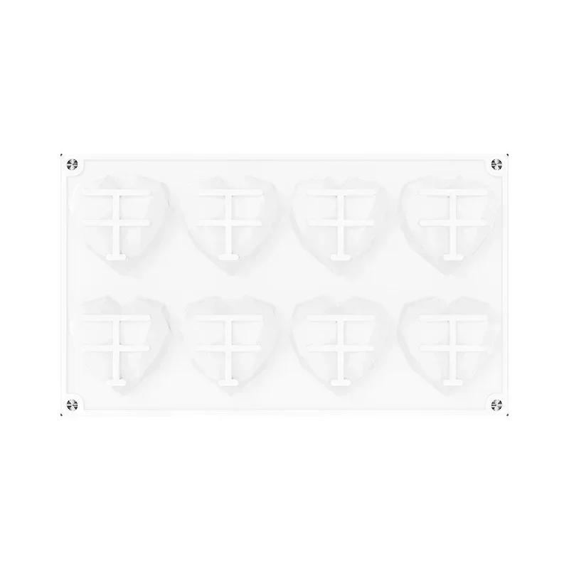 Cross-border Silicone Single Heart-shaped 6-8-diamond Love Cake Mold Baking Diy Mousse Chocolate Mold