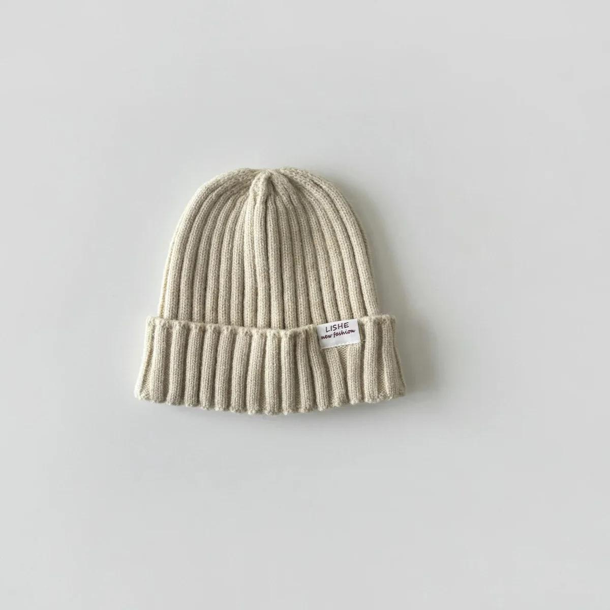 

1 шт., теплая пушистая шапка-бини на осень-зиму для маленьких детей, шикарная вязаная шапочка в стиле ретро карамельного цвета, утолщенная теплая вязаная шапка для малышей