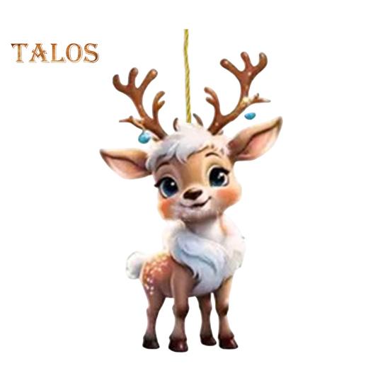 

Подвеска в виде рождественского лося с ремешком, легко вешается, уникальный 2D-дизайн, подвеска в виде зеркала заднего вида автомобиля, рождественская елка F