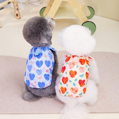 Evcil hayvan kıyafetleri ilkbahar ve yaz köpek prenses stili polyester şeftali kalbi tişört oyuncak ayı tatlı havalı stil yelek etek evcil hayvan eteği