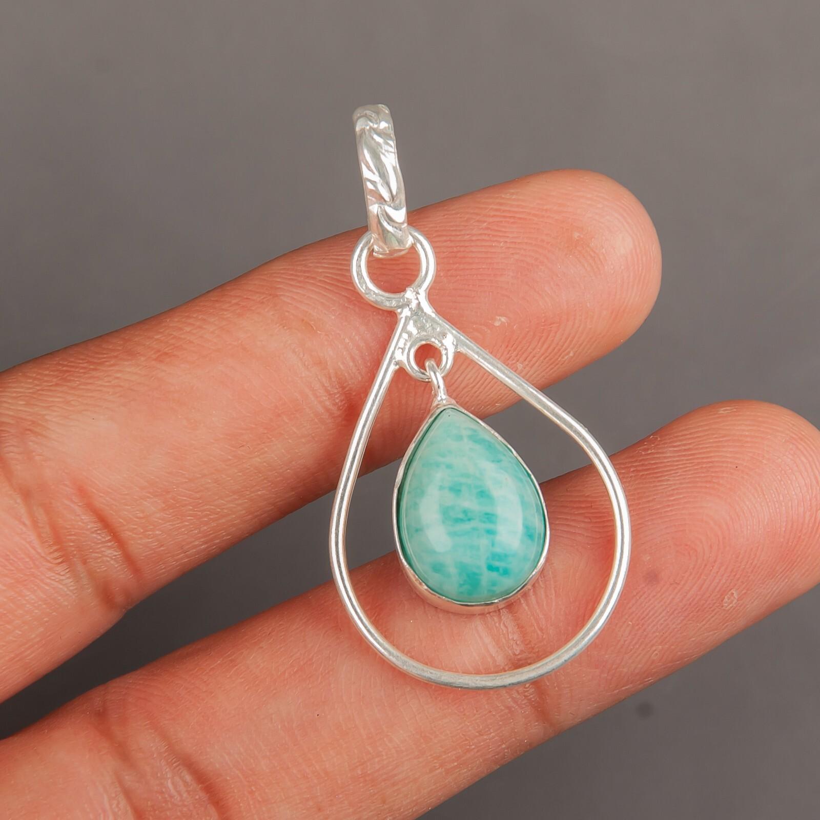 

Amazonite Gemstone 925 Sterling Silver Jewelry For Women Handmade Pendant1.60 PP-3-24