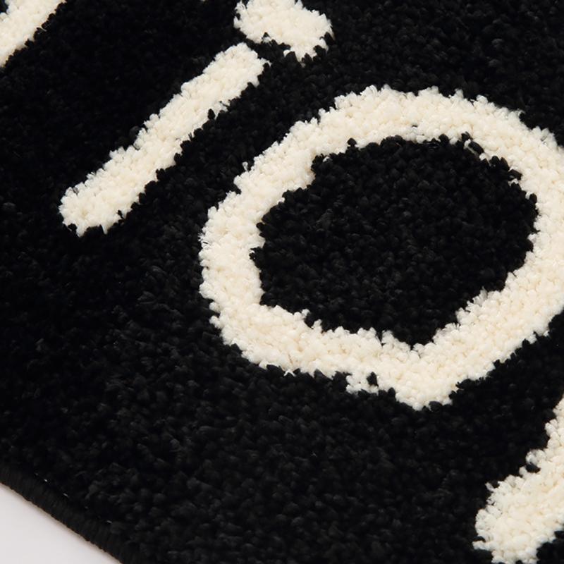Long Tufting Letters Bedroom Rug Soft Black White Mat Corridor Carpet Kids Bedside Floor Foot Pad Aesthetic Home Room Decor