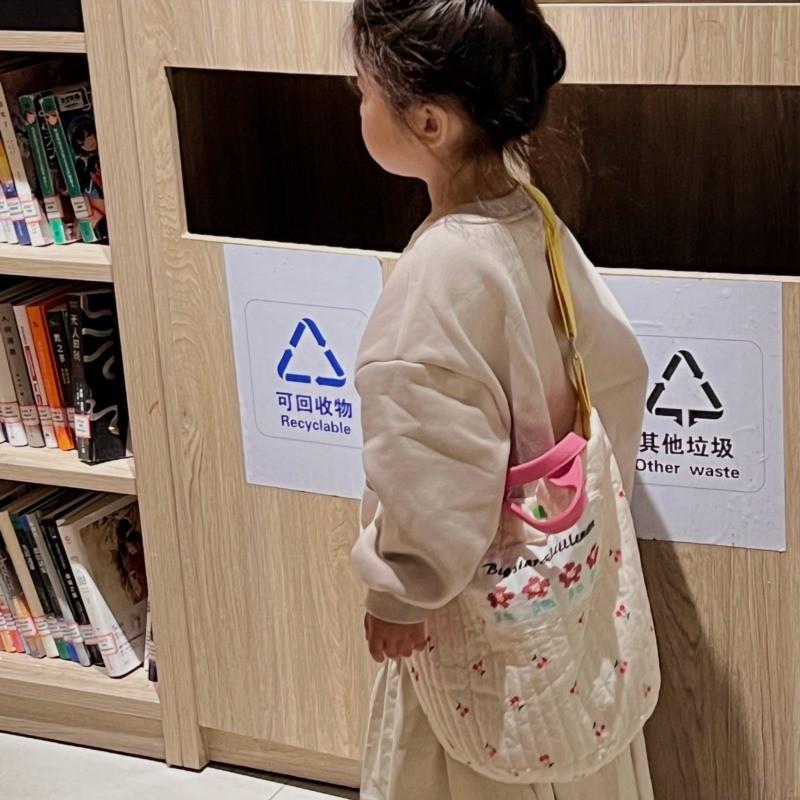 Trendy Korean Style Large Capacity Children's Bag With Floral Print For Boys And Girls