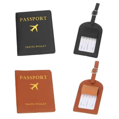 PATIKIL Passport Holder with Luggage Set of Leather Travel Passport Suitcase Travel Accessories for Men and Tags, 2, Cover, Wallet, Tag, Women,