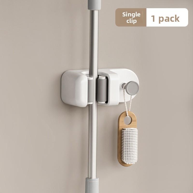 Mop clip, toilet bathroom wall hanging no punching broom fixing rack, mop storage rack