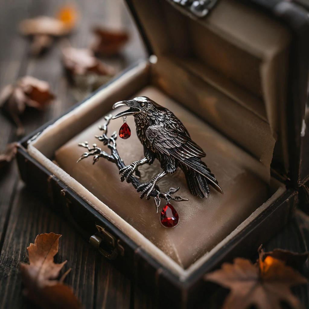 Bo Xin Yun Vintage Dark Crow Brooch: Elegant Retro Fashion Accessory