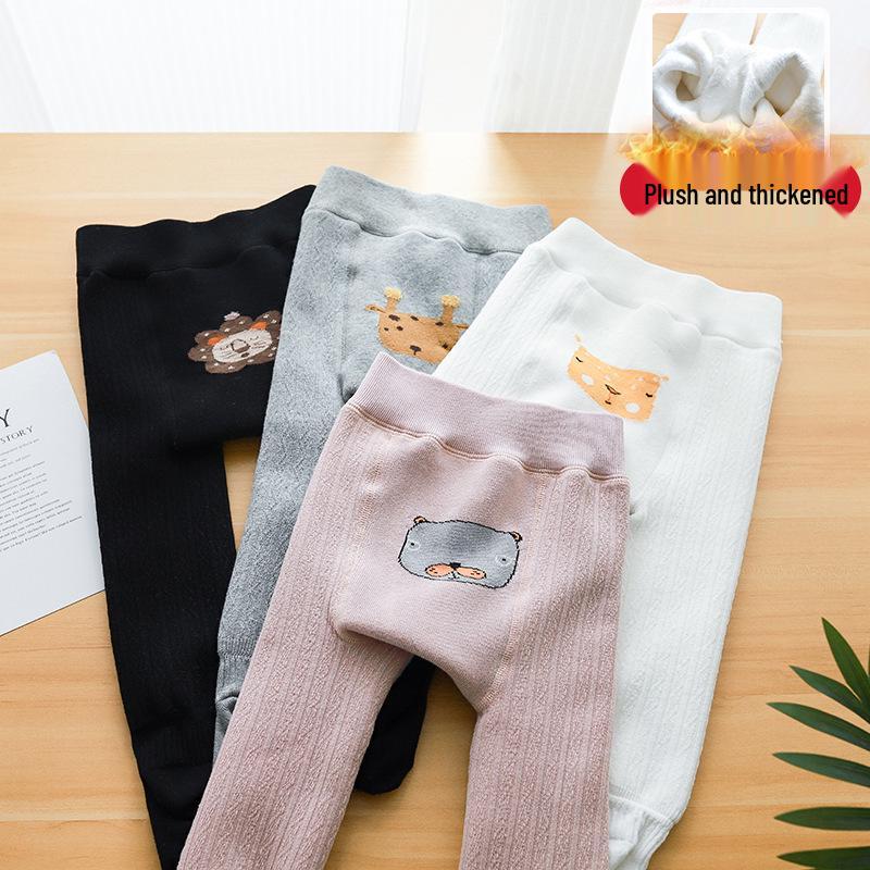 Infant & Girls' Cartoon Leggings: Thick, White, One-Piece Tights for Spring, Autumn, & Winter