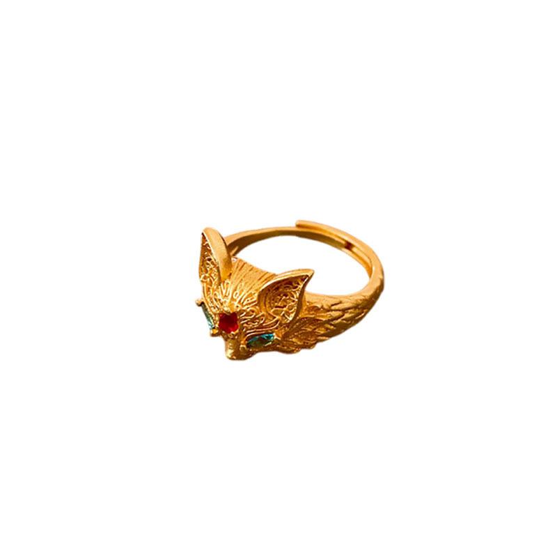 Female New Chinese Style National High End Exquisite Fox Opening Ring