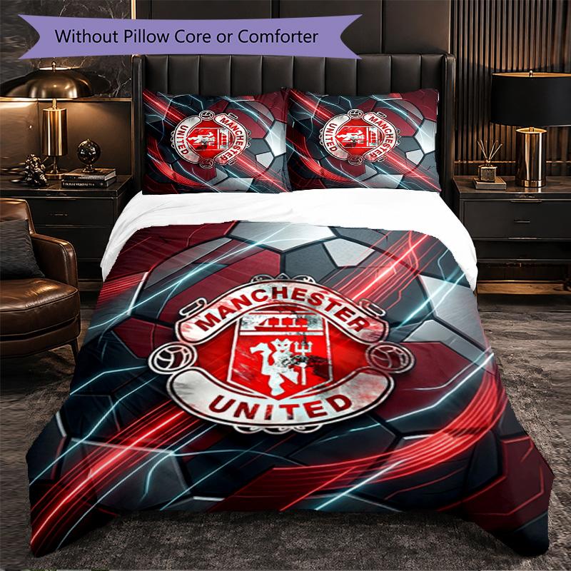 Set Lenzuola Manchester United Modello 3 Pezzi Morbida Copripiumino in Microfibra con Federe per Camera da Letto