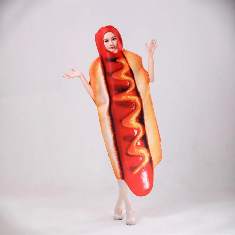 Halloween Fun Funny Food Hot Dogs Ham Jumpsuits Campus Events Party Stage Costumes
