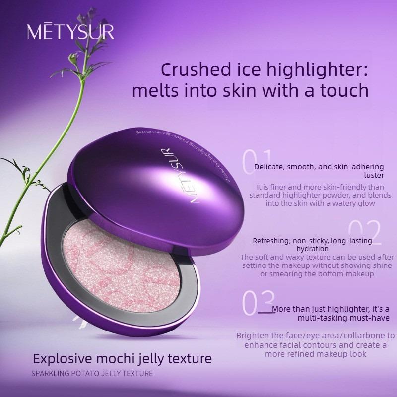 METYSUR Shimmer Highlighter Powder, Finely Milled Pearl Glow, Face Contour Illuminating, Buildable Shine for Natural To Bold Look