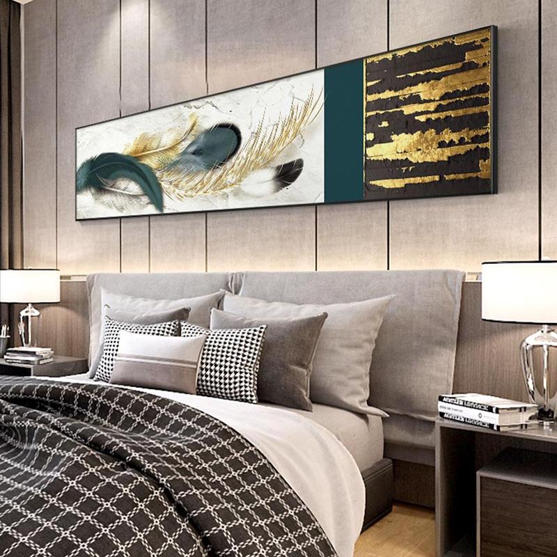 

Современная абстрактная золотая фольга, холст, плакат с принтом, роскошное украшение из перьев, картина, скандинавская настенная живопись для гостиной, спальни