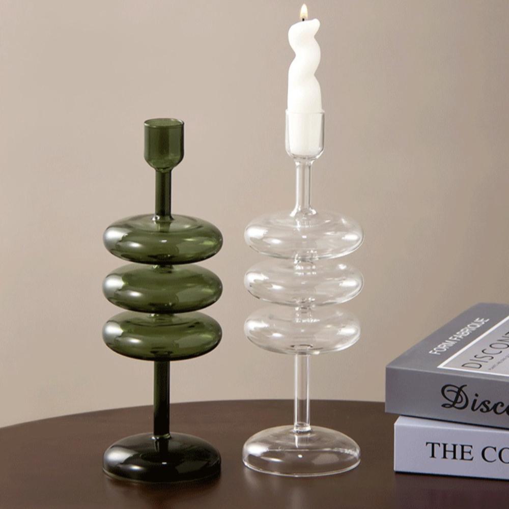 Nordic Colorful Glass Candle Holder Candlestick Holder for Wedding Table Centerpieces Modern Living Room Decor Candlestick Gift