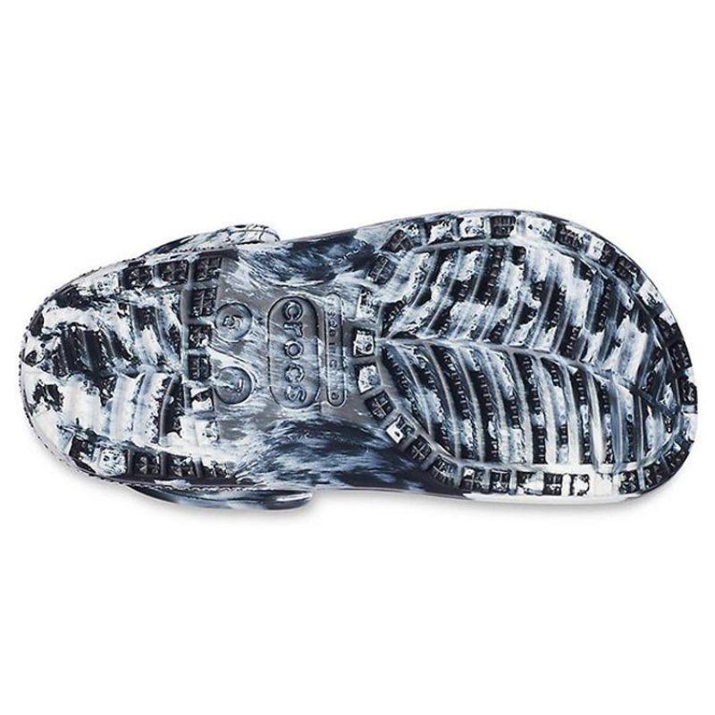 Crocs Classic Clog EVA Fashion Comfort Beach Sandals Marble Pattern Outdoor Breathable Clogs Unisex Black White 206867-103