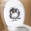 Goofy Cartoon Owl Toilet Seat Sticker Bathroom Decor Cute Removable Waterproof Decal