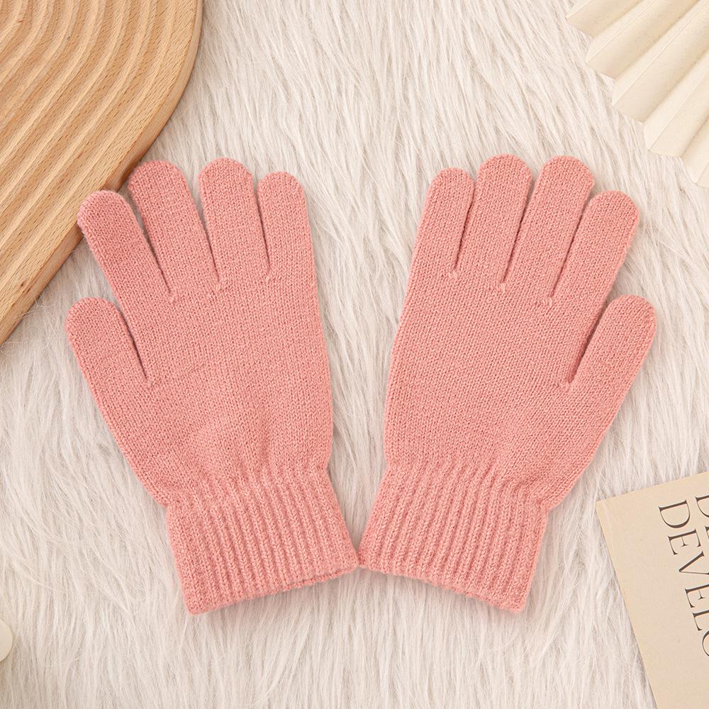 Touchscreen Solid Color Plus Velvet Gloves - Open Five-Finger Hand-Knitted Winter Warmth for Men and Women