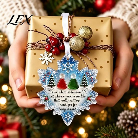 Decorative Acrylic Gifts Snowflake-Shaped Sea Glass Ornament, Christmas Friendship Keepsake, Coastal Inspired Holiday Home Decorations Tree