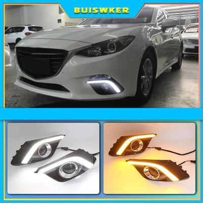 DRL For Mazda 3 Mazda3 Axela 2014 2015 2016 LED DRL Daytime Running Lights Daylight Fog Lamp with Turn Signal Light