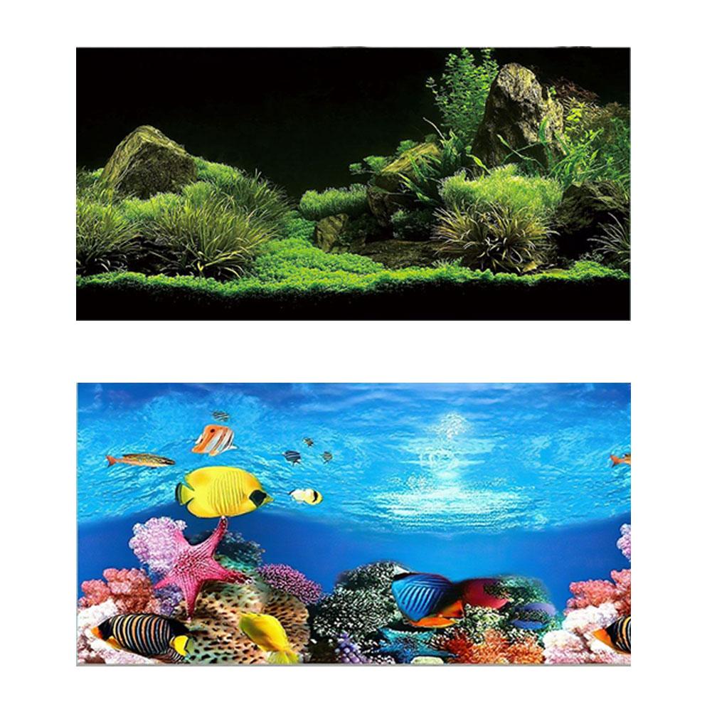 Aquarium Background Sticker Fish Tank Backdrop Forest/Moss/Ocean World DIY Cutting Available Background Self Cling Aquarium Wallpaper Decorations