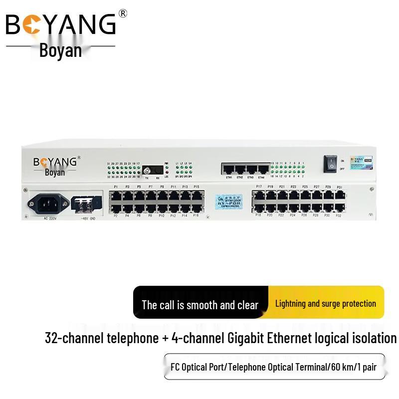 Boyang 32-Channel Telephone & 4-Port Gigabit Ethernet Optical Transceiver