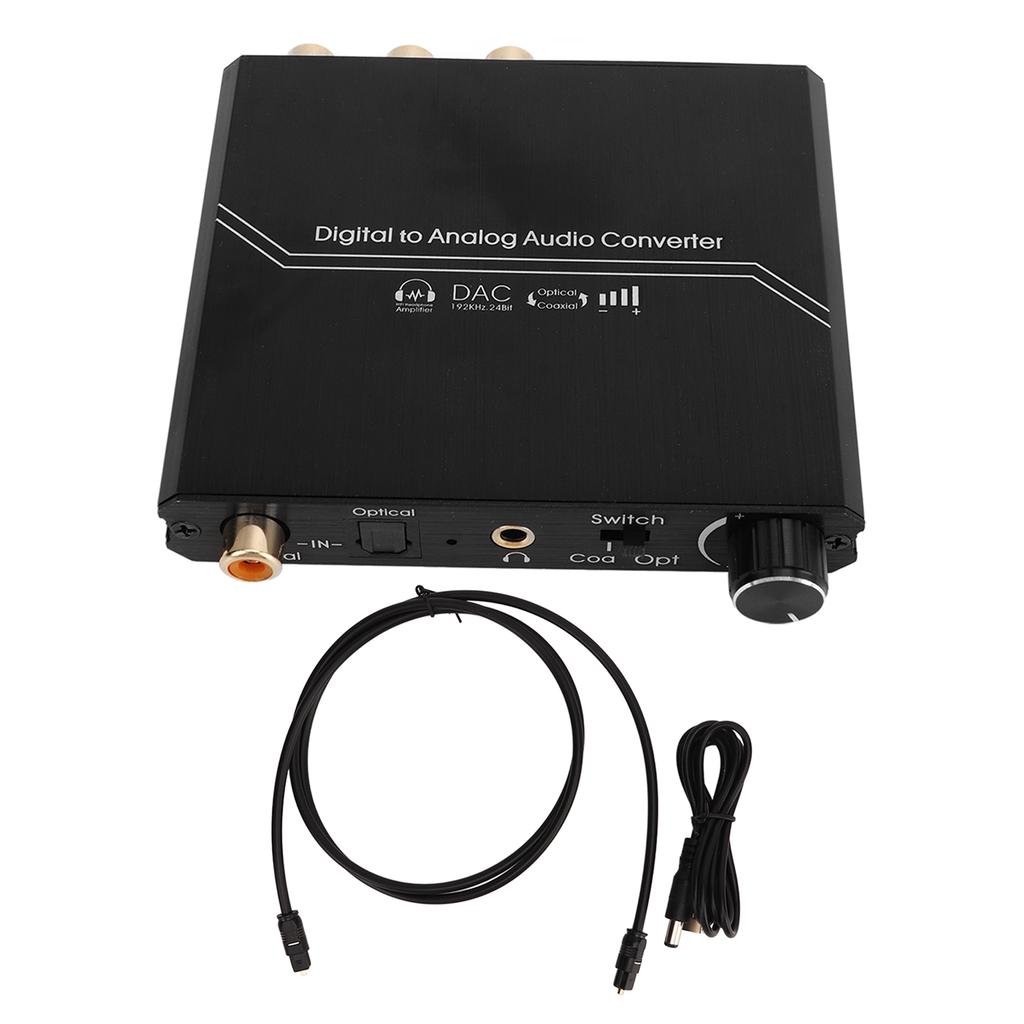 Convertidor de Sonido Digital a Analógico de 192KHz con Ajuste de Volumen Óptico Digital Coaxial a Estéreo Analógico RCA Jack de 3.5mm