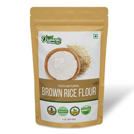 

Organic Zing Brown Rice Flour – 454g (Pack of 1) | Gluten-Free Rice Flour for Baking, Cooking & Tortillas | Resealable Pack