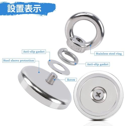 Ultra-Strong Magnetic Hook, Powerful Neodymium Magnet, 42mm Diameter, 63kg Vertical Load Capacity, Waterproof and Corrosion-Resistant, for Lifting, Aw