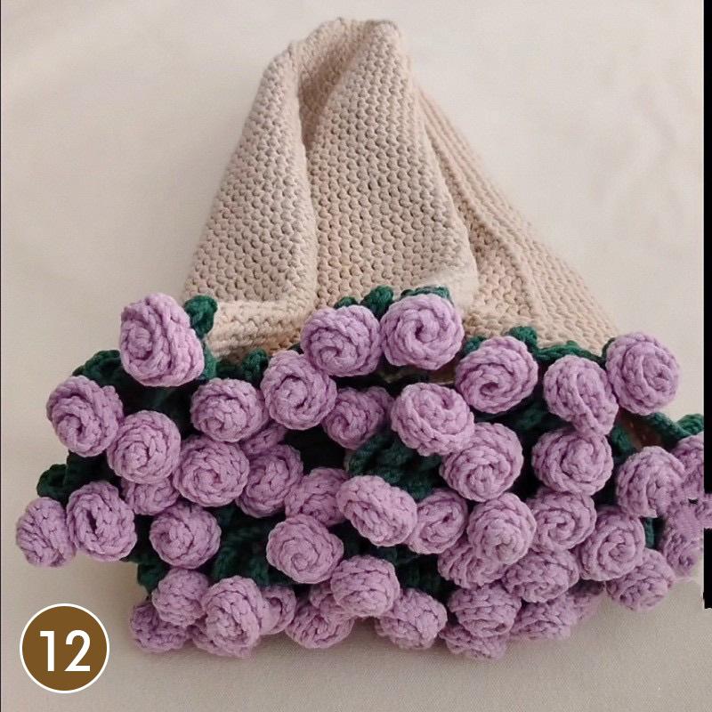 80Cm Finished Crocheted Rose Bouquet Blanket Handmade Knitted Flower Bouquet Blankets Home Decor Bed Sofa Throw Blanket Gift
