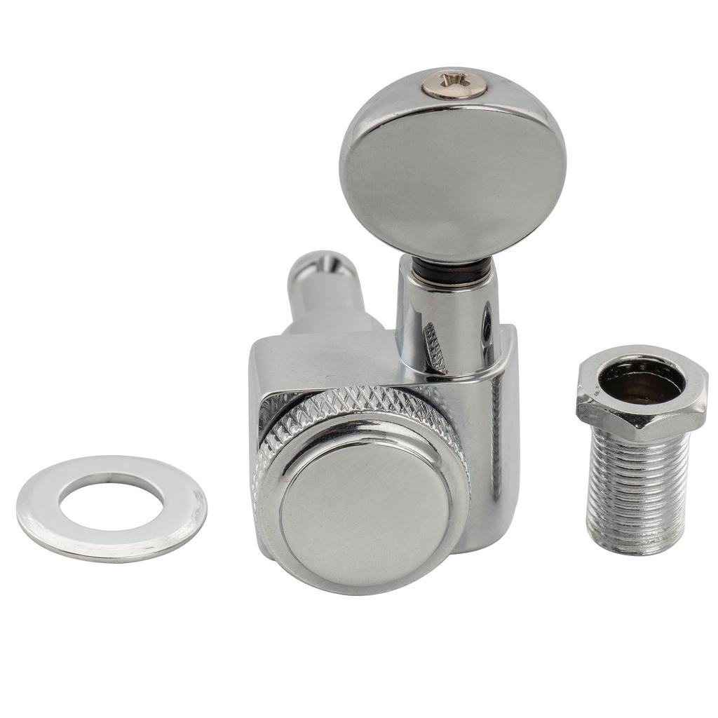 Musiclily Pro R18K Locking Gear Vintage Oval for Fender Stratocaster and Telecaster Electric Guitars Left-Handed 6-In-Line 2-Pin Tuners, 181 Ratio,