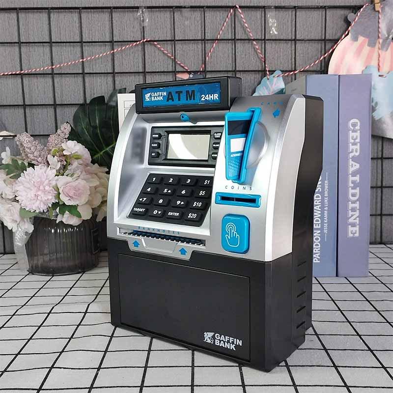 ATM Piggy Bank with Fingerprint Recognition and Password Protection – Large Capacity with Automatic Money Rolling and Card Counting Features