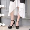Women's high heels 2026 summer slim heel waterproof platform black work shoes 12cm single shoe women