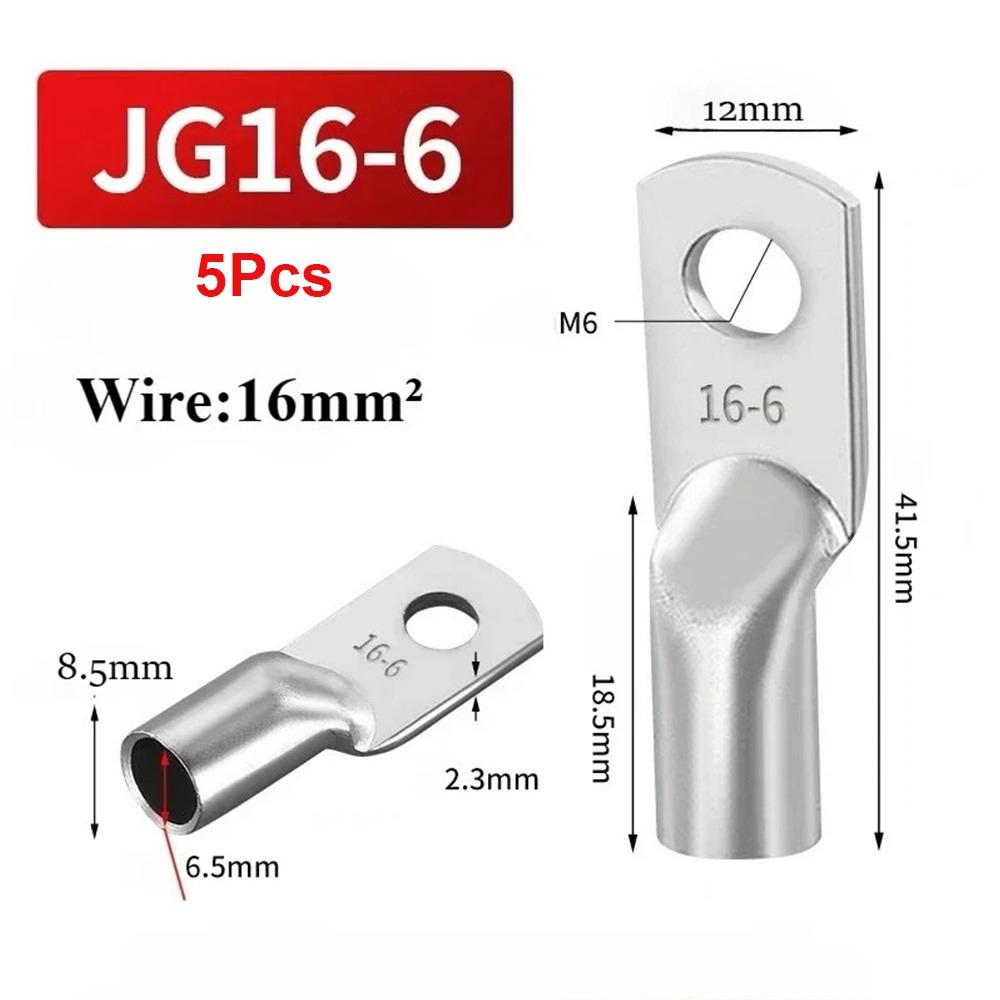 5Pcs 14-2AWG Tinned Copper Cable Lug JG Series Battery Cable Terminal  for Power Wire Crimping