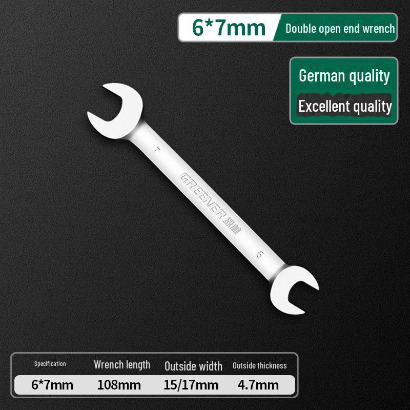 

Двусторонний метрический гаечный ключ Green Forest с открытым зевом — фиксированная вилка и зеркальная полировка 6x7