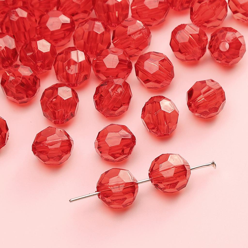Handmade Beads Diamond-shaped Faceted Beads Acrylic Transparent Irregular Faceted Round Beads Beads DIY Bracelet Cell Phone Chain Jewelry Loose Beads