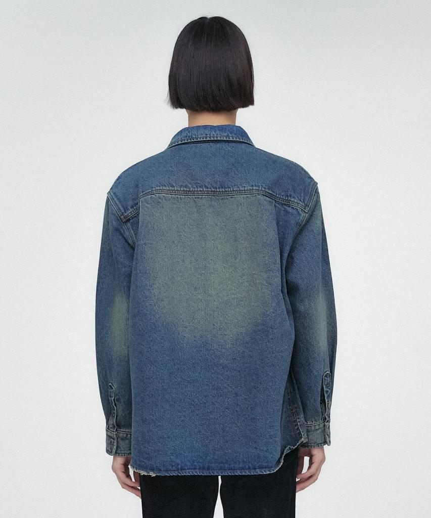 Minav Stonewashed Denim Shirt Jacket [Rusty Blue]