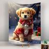 Christmas Golden Retriever Puppy Wall Tapestry Cute Dog Red Sweater Snowy Gifts Decor for Kids Room Bedroom Gift