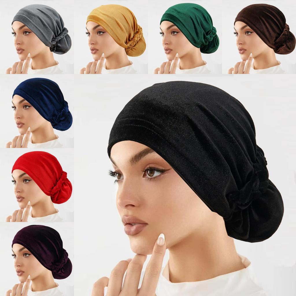 Einfarbiges Polyester-Kopfbedeckung für Damen ohne Schirm für den täglichen bescheidenen Stil