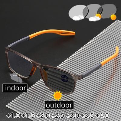 Men Sports Photochromic Reading Glasses For Women Outdoor Sun Shades Eyewear  Square Anti-Blue Light Far-Sighted Eyeglasses