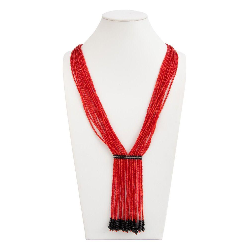 Floral Multi-Layer Beads Necklace Metal Chain Tassel Collarbone Chain Multi Layer Choker Girls