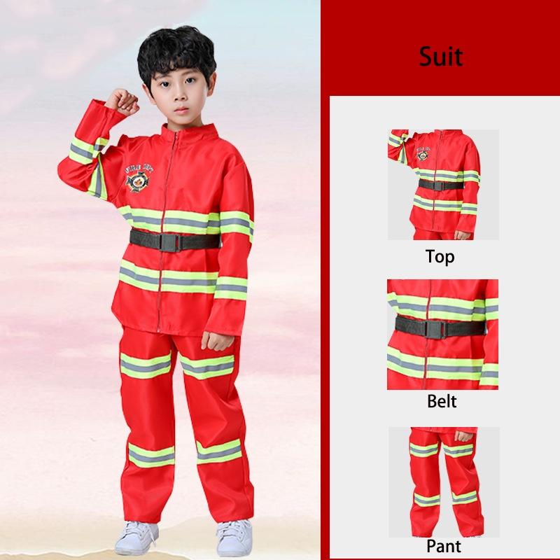 Kid's Fireman Uniform Costume Set For Kindergarten Role Play