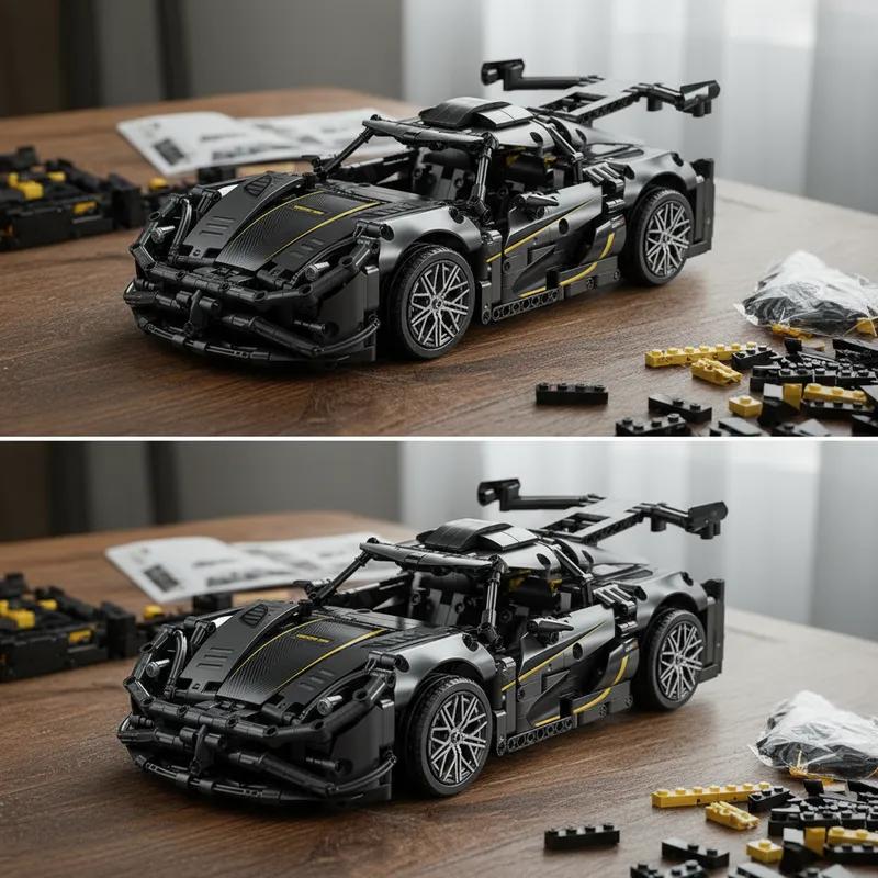 Non-Toxic New Technical Black Race Car Building Blocks Toy Creative Assembly Bricks Educational Stem Puzzle Kids Birthday Christmas Gifts