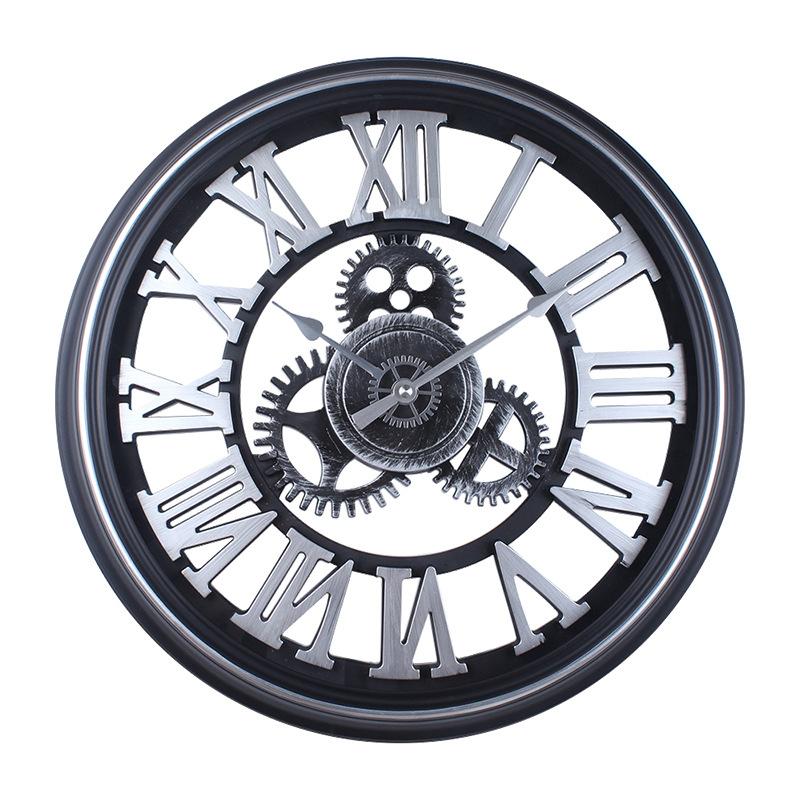 Retro Gear Plastic Wall Clock Hollow Creative Silent Model Watchmaker Bar Cafe Personalized Decorative Quartz Clock