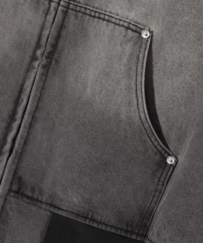 Trillion Vintage Washed Denim Work Zip-Up Hoodie_Light Gray