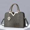 Women’s Large Capacity Crocodile Pattern Top Handle Bag, Light Luxury High-End All-Match Shoulder Crossbody Fashion Purse