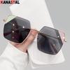 Women Sunglasses UV400 Polarized Sun Glasses Big Metal Eyeglasses Frame Camping Sunscreen Party Goggles Anti Glare Shade Eyewear